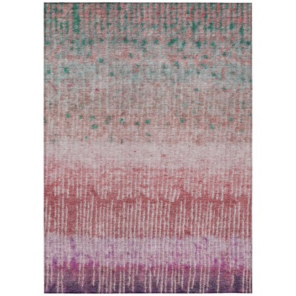 5' X 8' Pink And Blush Abstract Washable Indoor Outdoor Area Rug