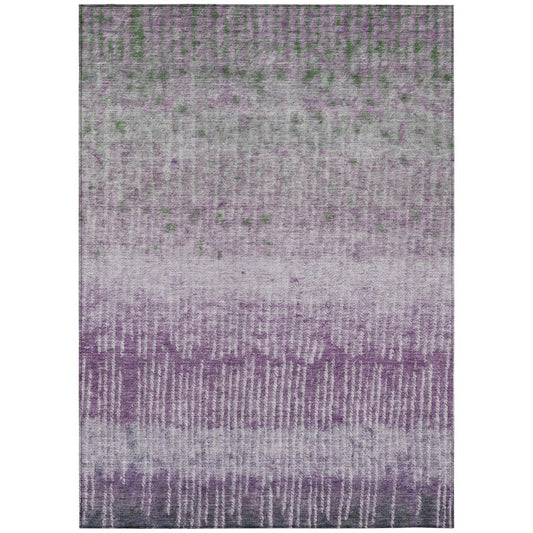 3' X 5' Purple And Lavender Abstract Washable Indoor Outdoor Area Rug