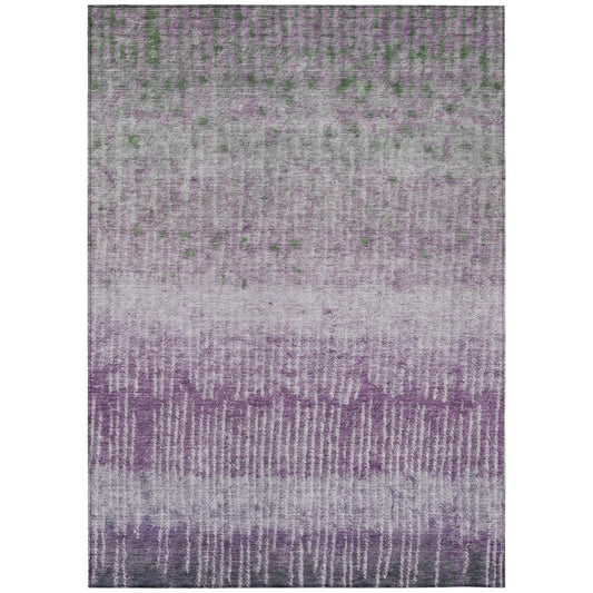9' X 12' Purple And Lavender Abstract Washable Indoor Outdoor Area Rug