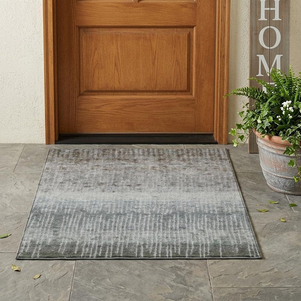 3' X 5' Sage And Green Abstract Washable Indoor Outdoor Area Rug — view 5