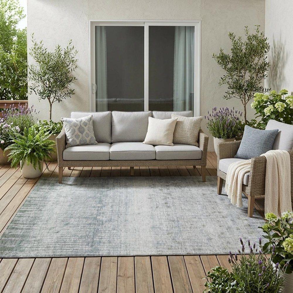 5' X 8' Sage And Green Abstract Washable Indoor Outdoor Area Rug HomeRoots