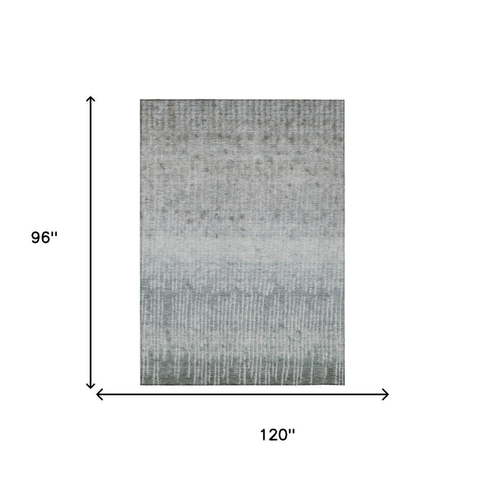 8' X 10' Sage And Green Abstract Washable Indoor Outdoor Area Rug — view 4