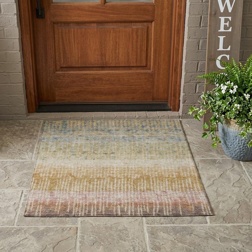 3' X 5' Wheat And Gold Abstract Washable Indoor Outdoor Area Rug HomeRoots