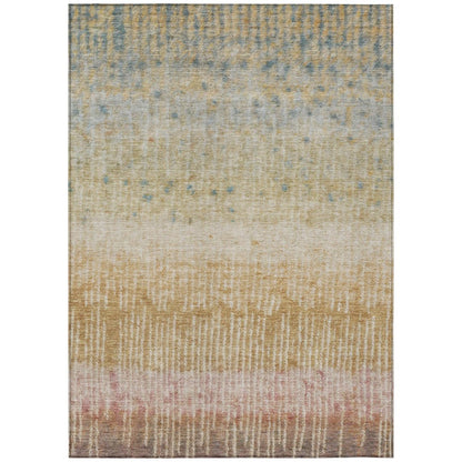 3' X 5' Wheat And Gold Abstract Washable Indoor Outdoor Area Rug HomeRoots