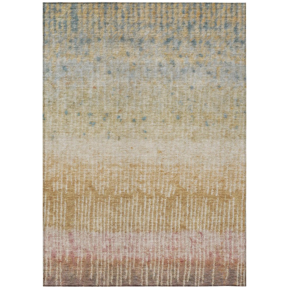 5' X 8' Wheat And Gold Abstract Washable Indoor Outdoor Area Rug HomeRoots