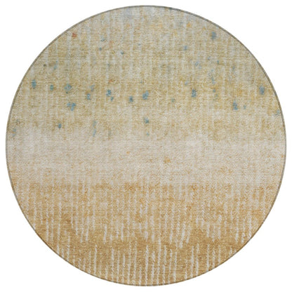8' Wheat And Gold Round Abstract Washable Indoor Outdoor Area Rug HomeRoots