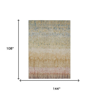 9' X 12' Wheat And Gold Abstract Washable Indoor Outdoor Area Rug HomeRoots
