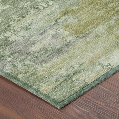 8' Green And Beige Round Abstract Washable Indoor Outdoor Area Rug HomeRoots