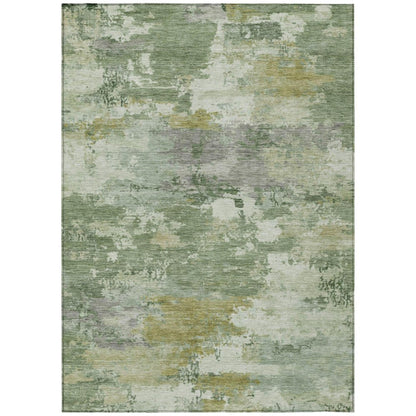 8' X 10' Green And Beige Abstract Washable Indoor Outdoor Area Rug HomeRoots