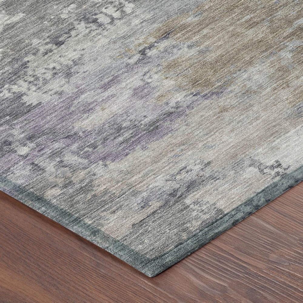 8' Gray And Silver Round Abstract Washable Indoor Outdoor Area Rug HomeRoots