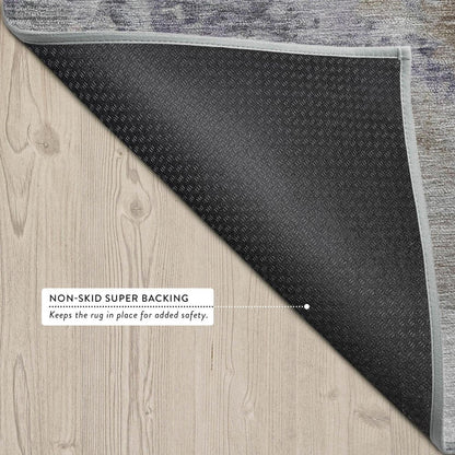 9' X 12' Gray And Silver Abstract Washable Indoor Outdoor Area Rug