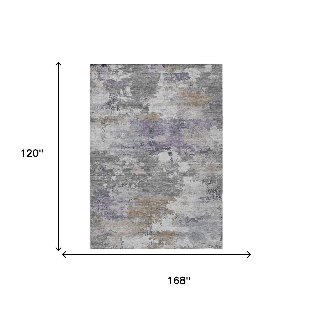 10' X 14' Gray And Silver Abstract Washable Indoor Outdoor Area Rug HomeRoots
