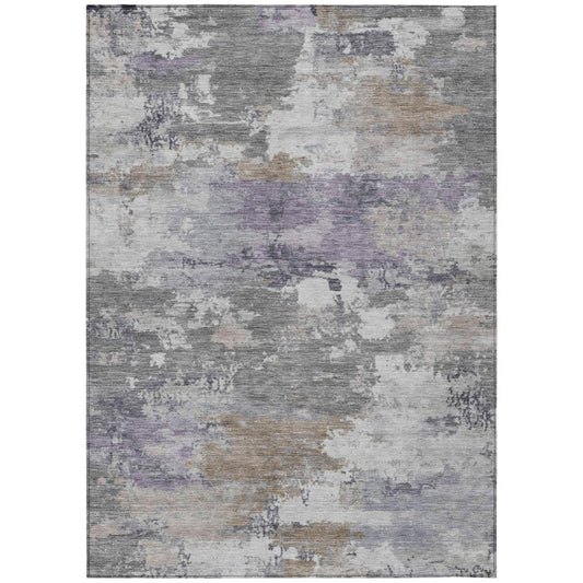 10' X 14' Gray And Silver Abstract Washable Indoor Outdoor Area Rug