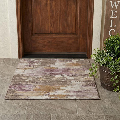 3' X 5' Brown And Blush Abstract Washable Indoor Outdoor Area Rug HomeRoots
