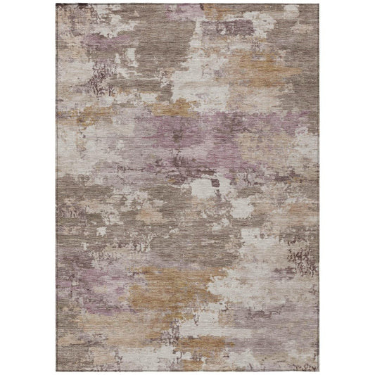 3' X 5' Brown And Blush Abstract Washable Indoor Outdoor Area Rug