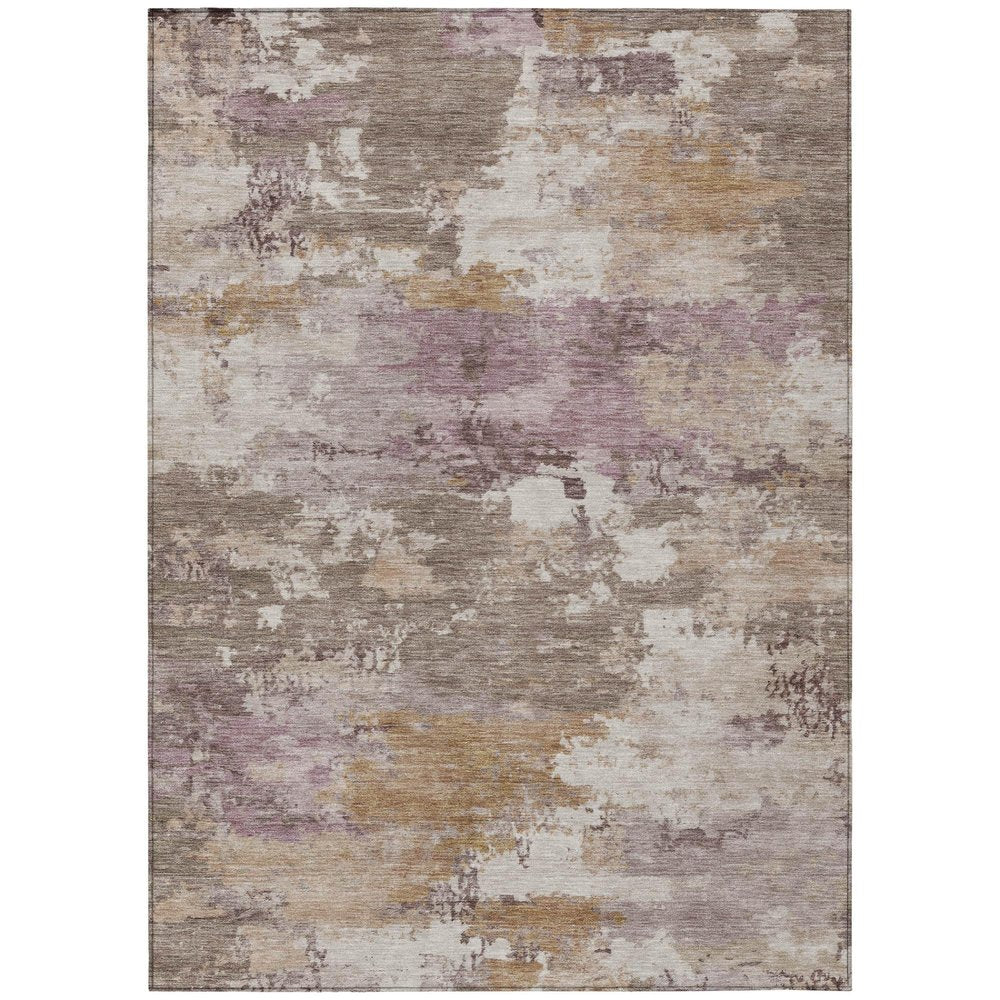 5' X 8' Brown And Blush Abstract Washable Indoor Outdoor Area Rug — view 1