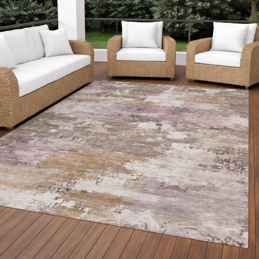 9' X 12' Brown And Blush Abstract Washable Indoor Outdoor Area Rug HomeRoots