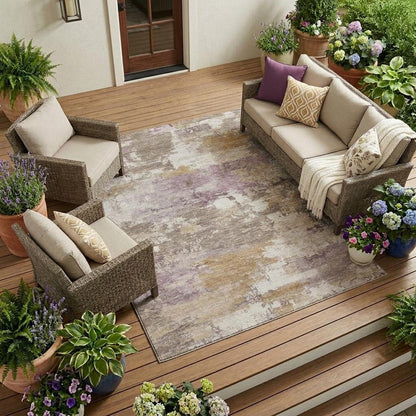 10' X 14' Brown And Blush Abstract Washable Indoor Outdoor Area Rug HomeRoots