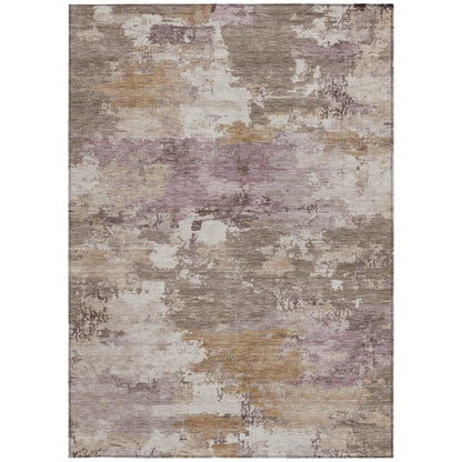 10' X 14' Brown And Blush Abstract Washable Indoor Outdoor Area Rug