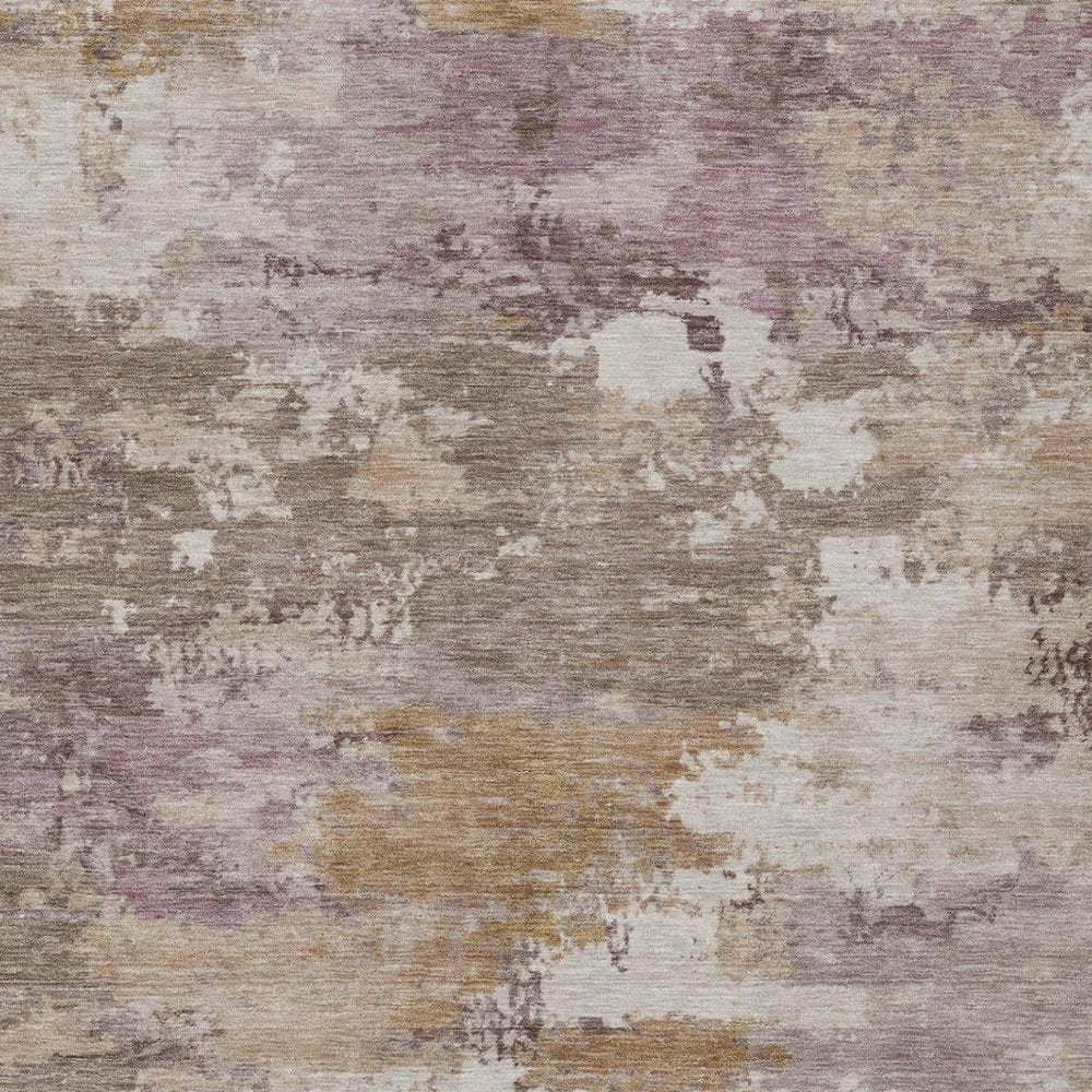 10' X 14' Brown And Blush Abstract Washable Indoor Outdoor Area Rug