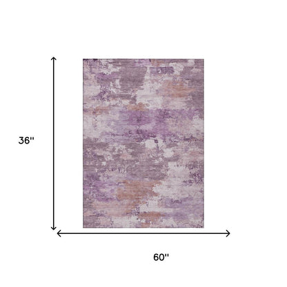 3' X 5' Plum And Purple Abstract Washable Indoor Outdoor Area Rug HomeRoots