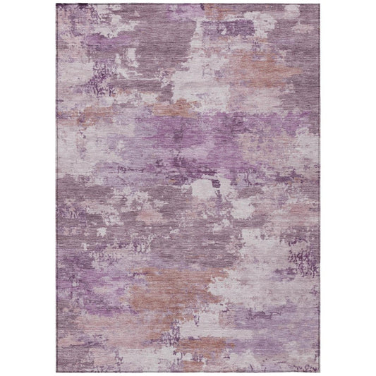 3' X 5' Plum And Purple Abstract Washable Indoor Outdoor Area Rug