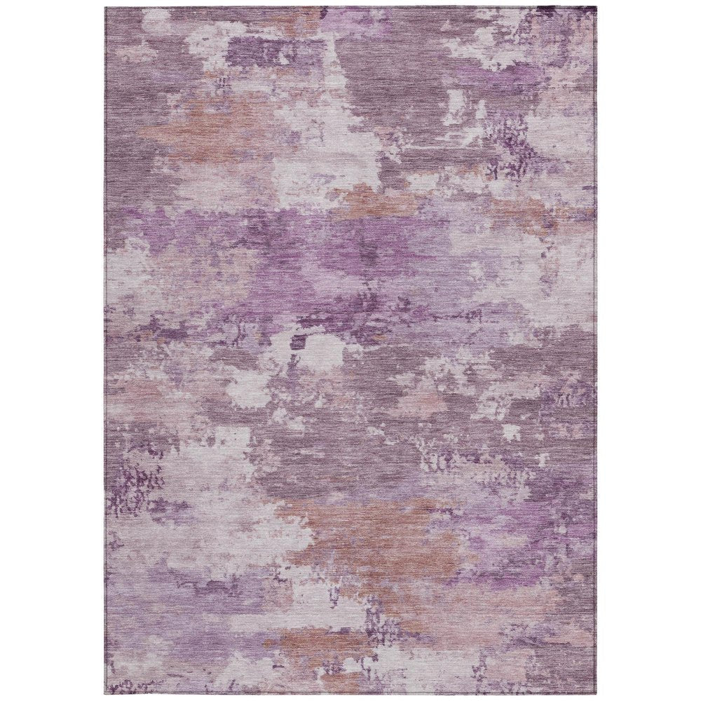 5' X 8' Plum And Purple Abstract Washable Indoor Outdoor Area Rug