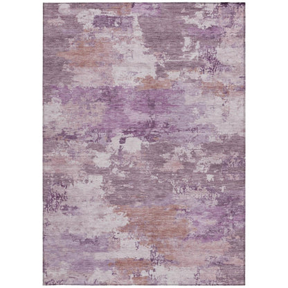 5' X 8' Plum And Purple Abstract Washable Indoor Outdoor Area Rug