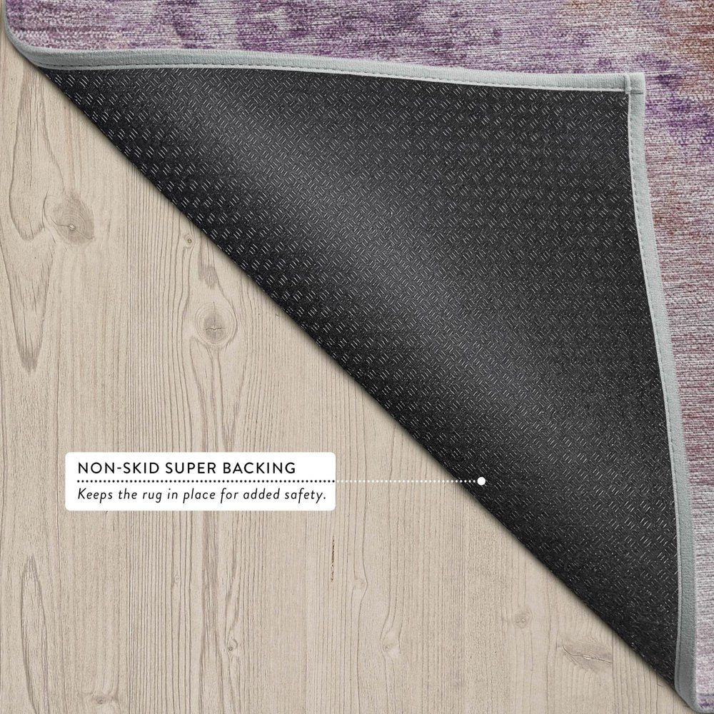5' X 8' Plum And Purple Abstract Washable Indoor Outdoor Area Rug — view 2