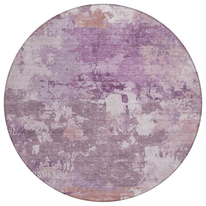 8' Plum And Purple Round Abstract Washable Indoor Outdoor Area Rug HomeRoots