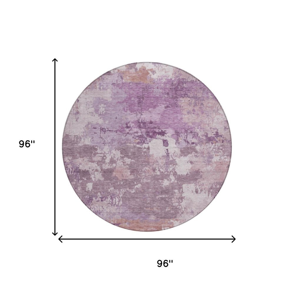 8' Plum And Purple Round Abstract Washable Indoor Outdoor Area Rug HomeRoots
