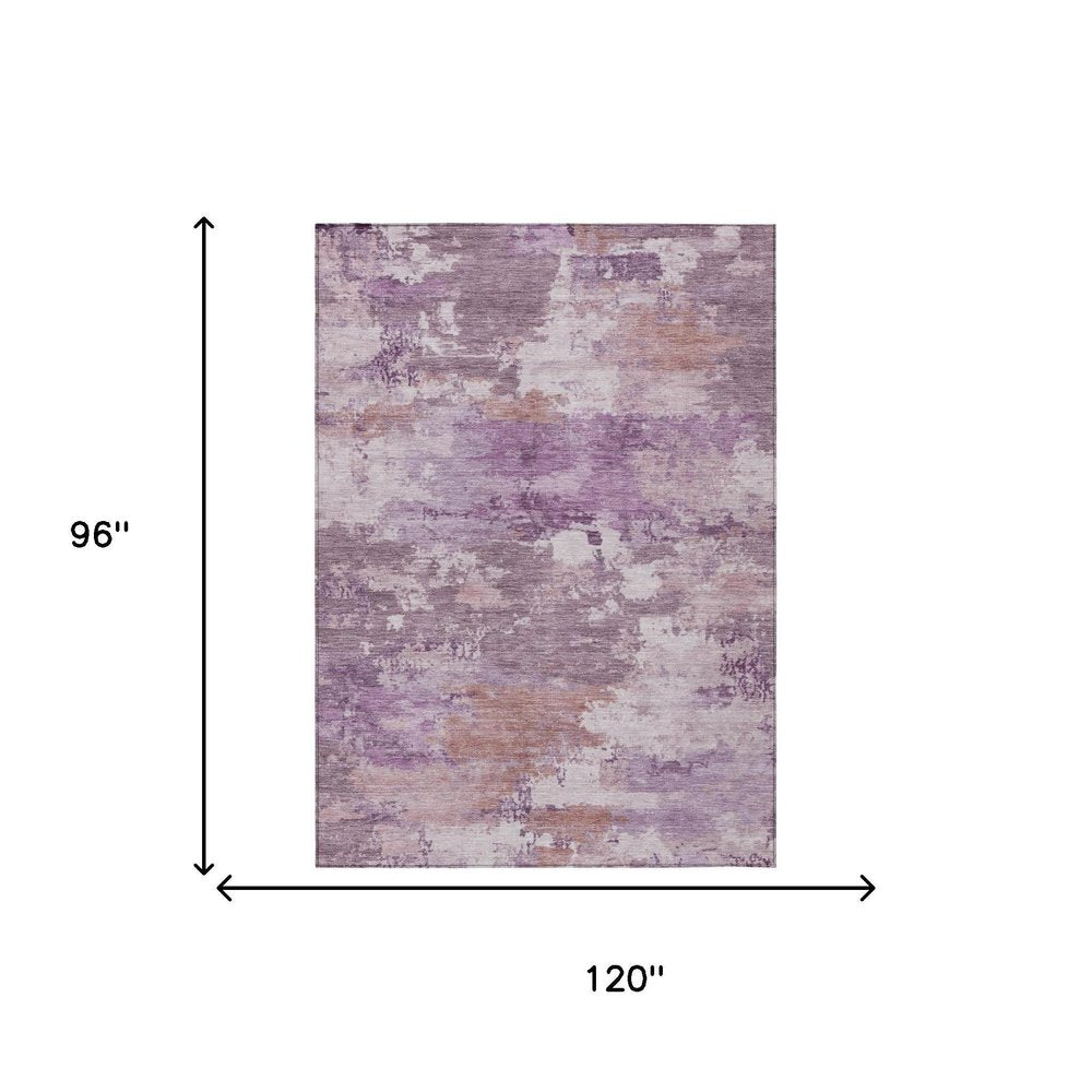 8' X 10' Plum And Purple Abstract Washable Indoor Outdoor Area Rug HomeRoots