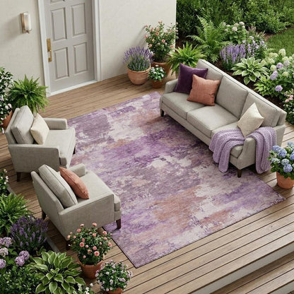 8' X 10' Plum And Purple Abstract Washable Indoor Outdoor Area Rug HomeRoots