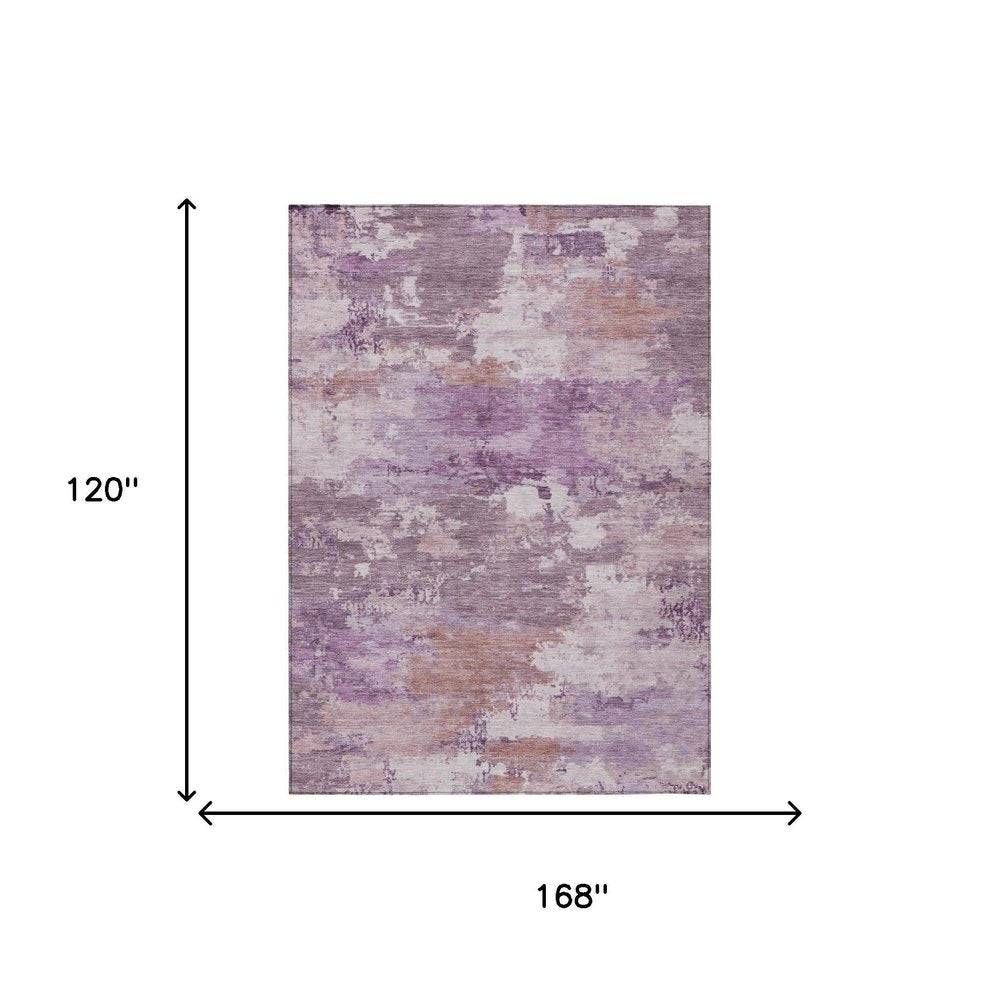 10' X 14' Plum And Purple Abstract Washable Indoor Outdoor Area Rug — view 4