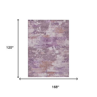 10' X 14' Plum And Purple Abstract Washable Indoor Outdoor Area Rug HomeRoots
