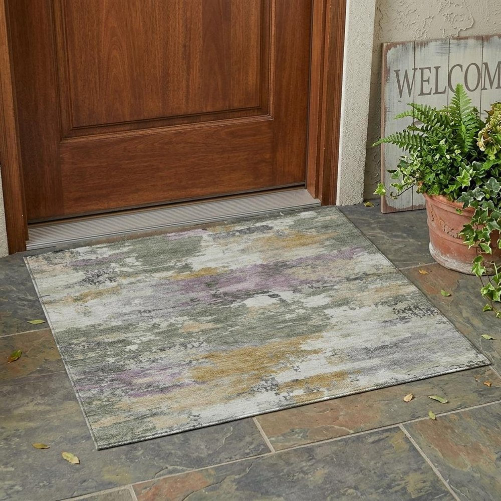 3' X 5' Sage And Green Abstract Washable Indoor Outdoor Area Rug HomeRoots
