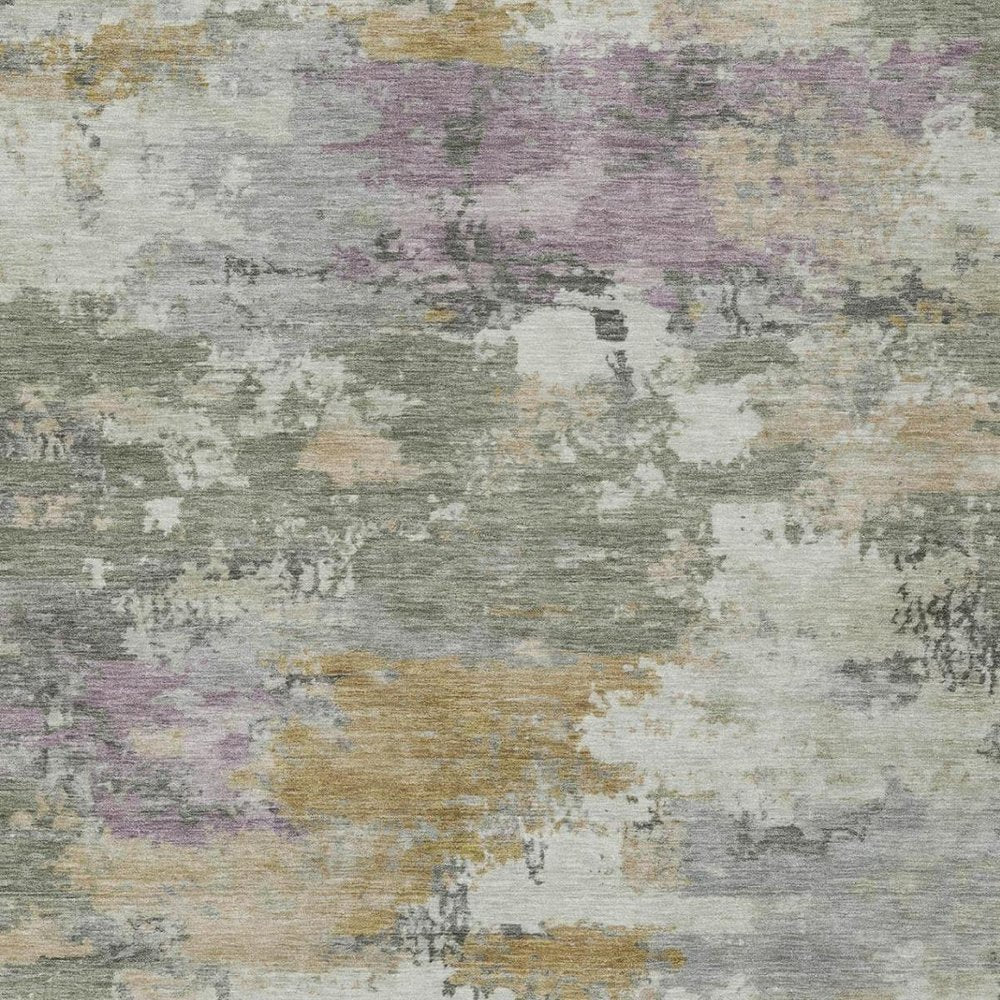 3' X 5' Sage And Green Abstract Washable Indoor Outdoor Area Rug