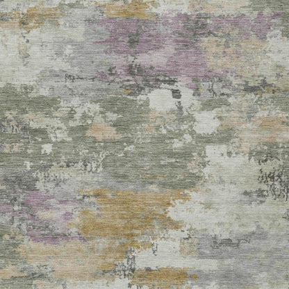 3' X 5' Sage And Green Abstract Washable Indoor Outdoor Area Rug
