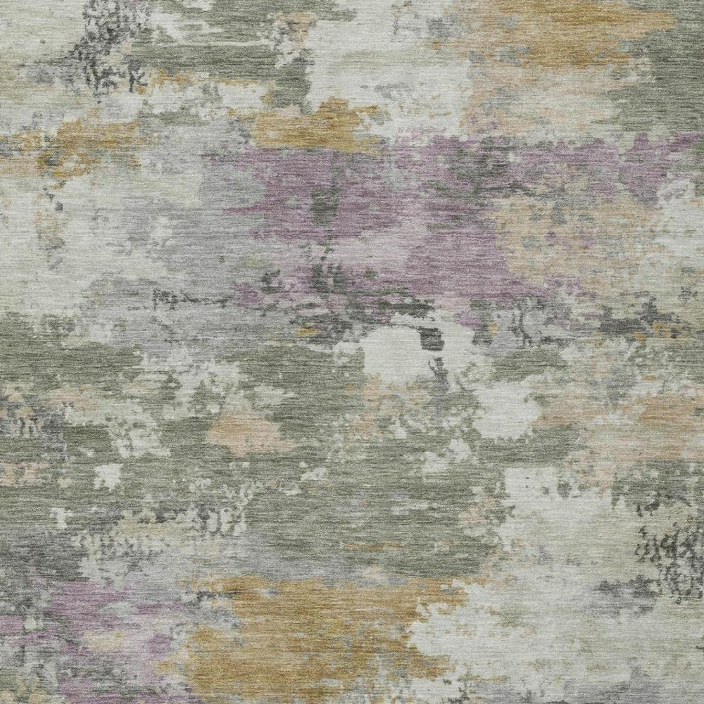 3' X 5' Sage And Green Abstract Washable Indoor Outdoor Area Rug