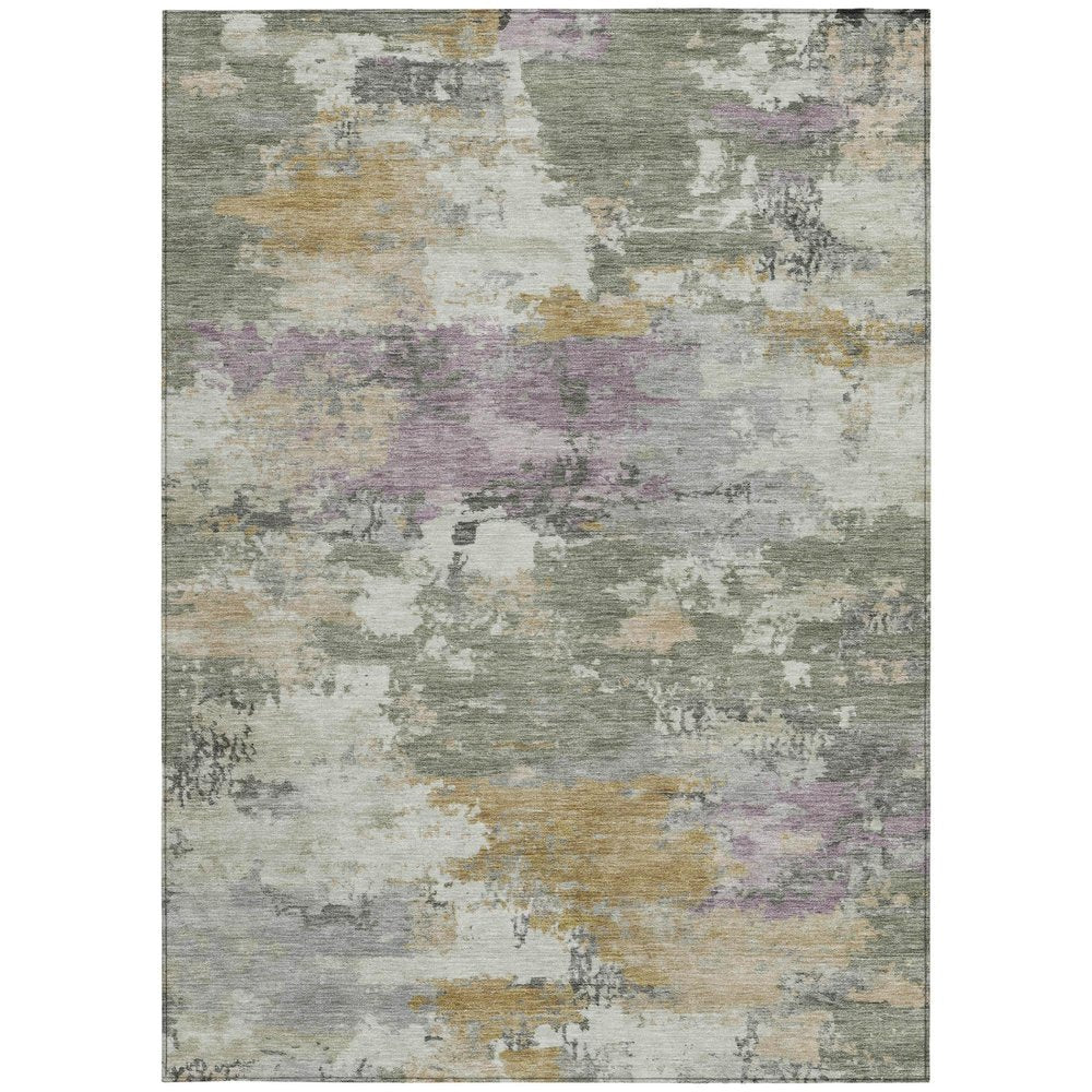 3' X 5' Sage And Green Abstract Washable Indoor Outdoor Area Rug — view 9