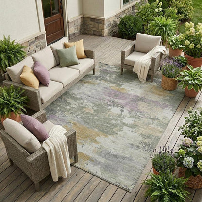 8' X 10' Sage And Green Abstract Washable Indoor Outdoor Area Rug HomeRoots