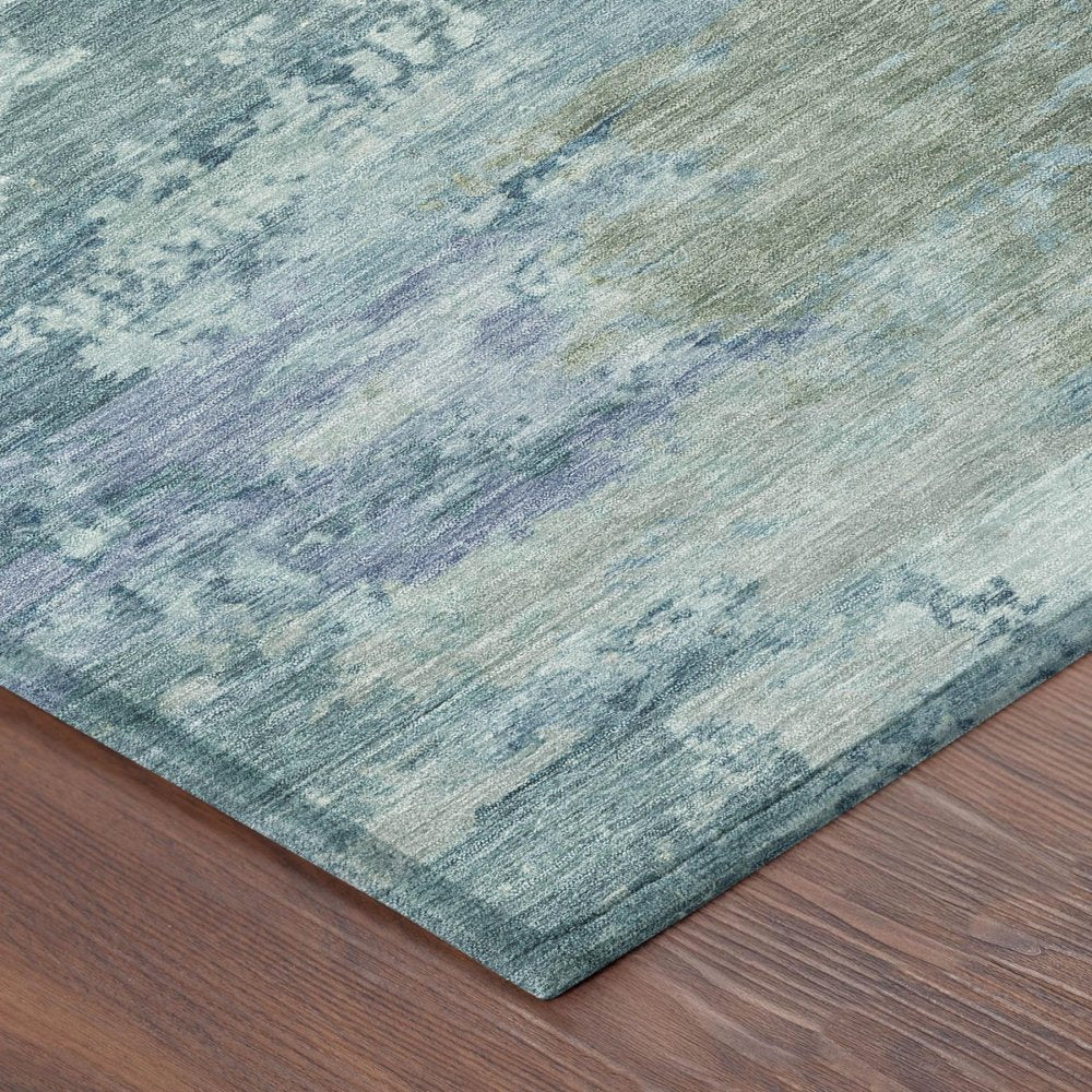 5' X 8' Teal Blue And Silver Abstract Washable Indoor Outdoor Area Rug HomeRoots