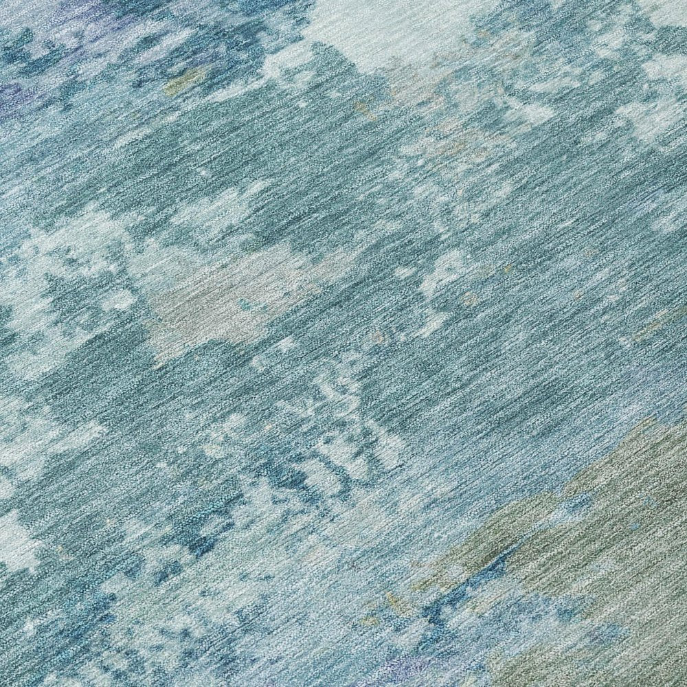 9' X 12' Teal Blue And Silver Abstract Washable Indoor Outdoor Area Rug HomeRoots