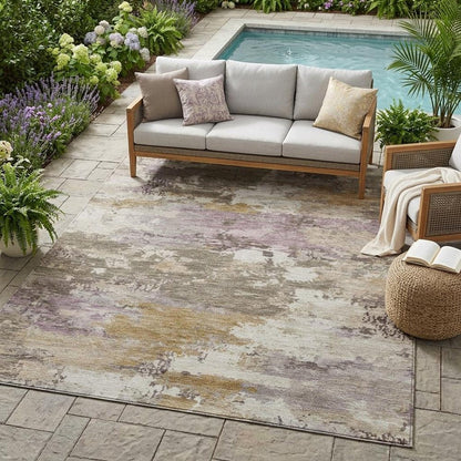 5' X 8' Taupe And Brown Abstract Washable Indoor Outdoor Area Rug HomeRoots