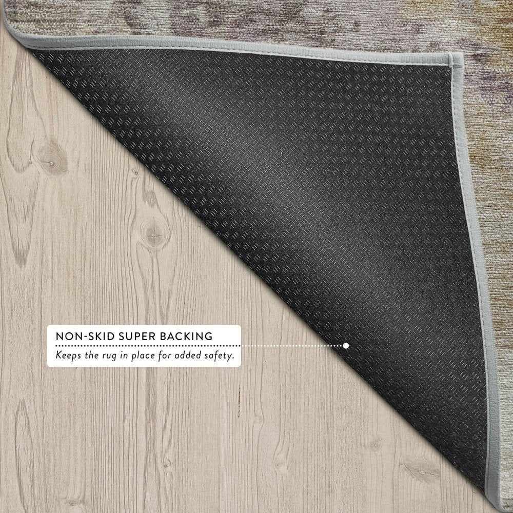 5' X 8' Taupe And Brown Abstract Washable Indoor Outdoor Area Rug