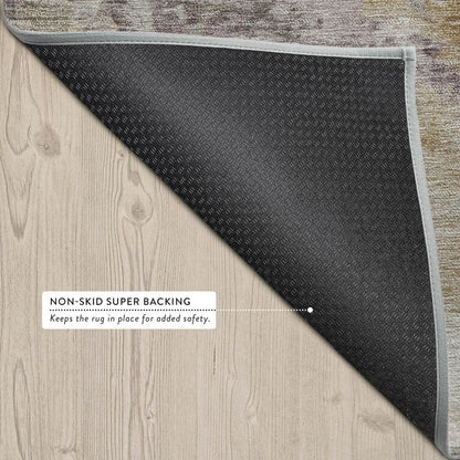 5' X 8' Taupe And Brown Abstract Washable Indoor Outdoor Area Rug