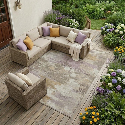 8' X 10' Taupe And Brown Abstract Washable Indoor Outdoor Area Rug HomeRoots