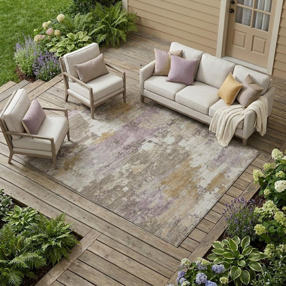 9' X 12' Taupe And Brown Abstract Washable Indoor Outdoor Area Rug HomeRoots