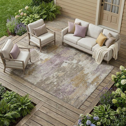 9' X 12' Taupe And Brown Abstract Washable Indoor Outdoor Area Rug HomeRoots