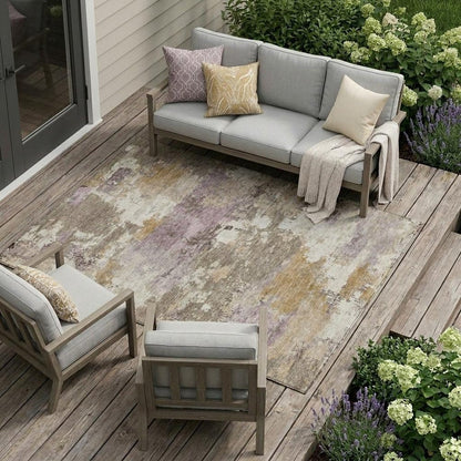 10' X 14' Taupe And Brown Abstract Washable Indoor Outdoor Area Rug HomeRoots